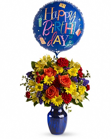 Fly Away Birthday Bouquet Includes Mylar Balloon Bouquet