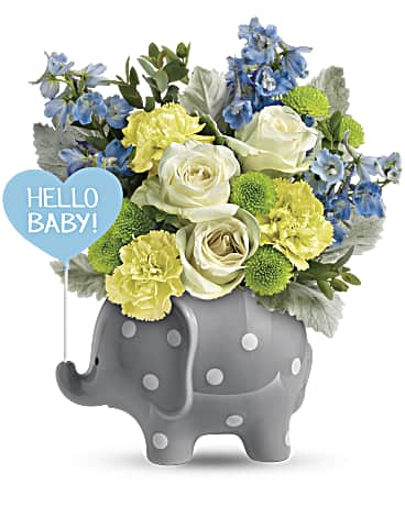 Teleflora's Hello Sweet Baby - Blue Bouquet