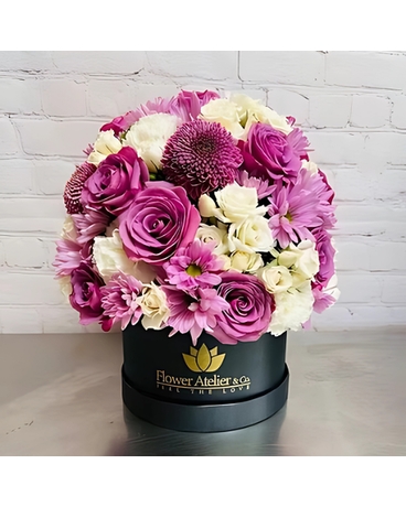 Large Sweet Shades of Lavender in a Box Flower Arrangement