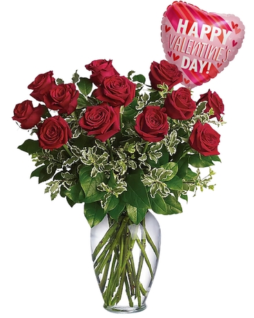 Always On My Mind With Free Valentine's Day Mylar Flower Arrangement