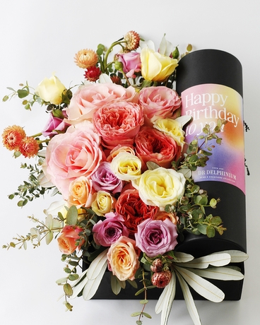 With Rosé Champagne & Happy Birthday Wine Tube size,  inches height and  inches wide.