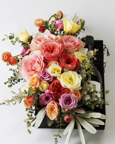 With Rosé Champagne, Without Wine Tube size,  inches height and  inches wide.