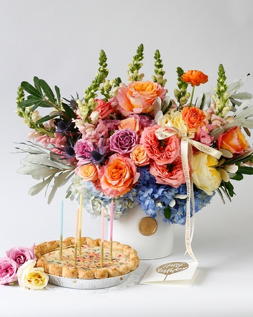 The Birthday Flowers & Emporium Pies Birthday Set Gift Basket