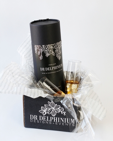 With Dr Delphinium Signature Wine Tube size,  inches height and  inches wide.