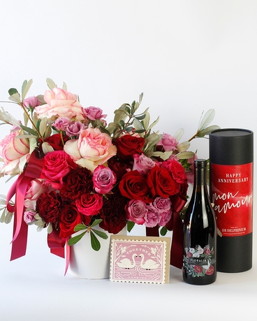 With Floralia Chardonnay Wine (not pictured) size,  inches height and  inches wide.