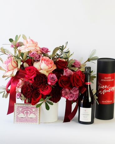 With LaBruyere Rosé Champagne size,  inches height and  inches wide.