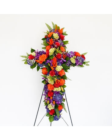Celebration of Life Cross Flower Arrangement