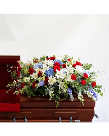 Stars & Stripes Casket Spray Flower Arrangement