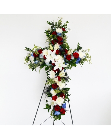 Stars & Stripes Cross Flower Arrangement