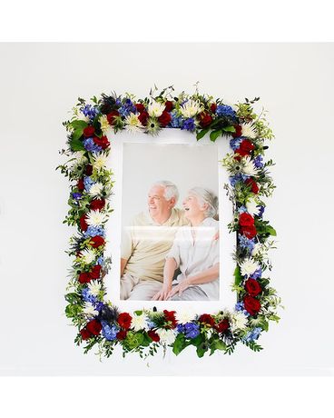 Stars & Stripes Memorial Floral Frame Flower Arrangement