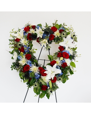 Stars & Stripes Heart Wreath Flower Arrangement