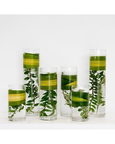 Serenity Green Candles Flower Arrangement