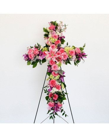Cherished Cross Flower Arrangement