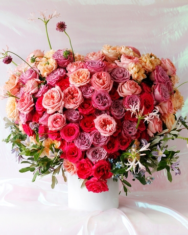 Blushing Pastels Blooming Heart Flower Arrangement