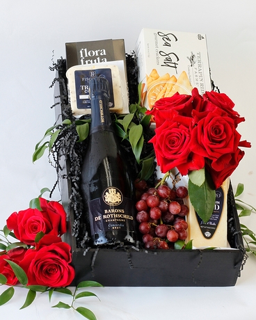 With Barons de Rothschild Brut Champagne size,  inches height and  inches wide.