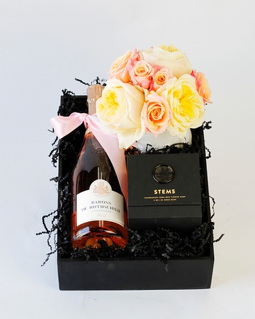 Deluxe with Rosé Champagne size,  inches height and  inches wide.