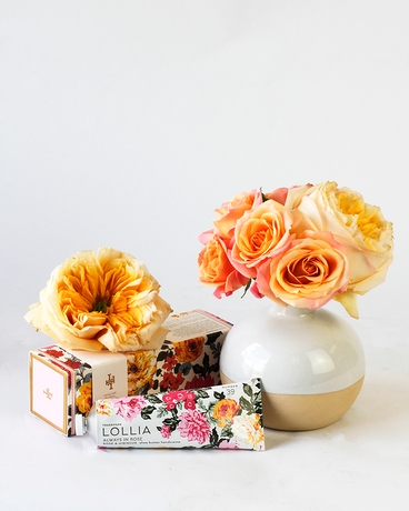 Flowers & Handcream size,  inches height and  inches wide.