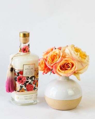 Flowers & Bubble Bath size,  inches height and  inches wide.